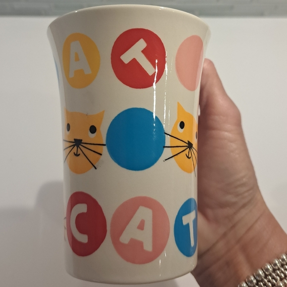 Indra Stoneware Coffee Cat Mug With Cat On Handle Hand Painted - Picture 6 of 6